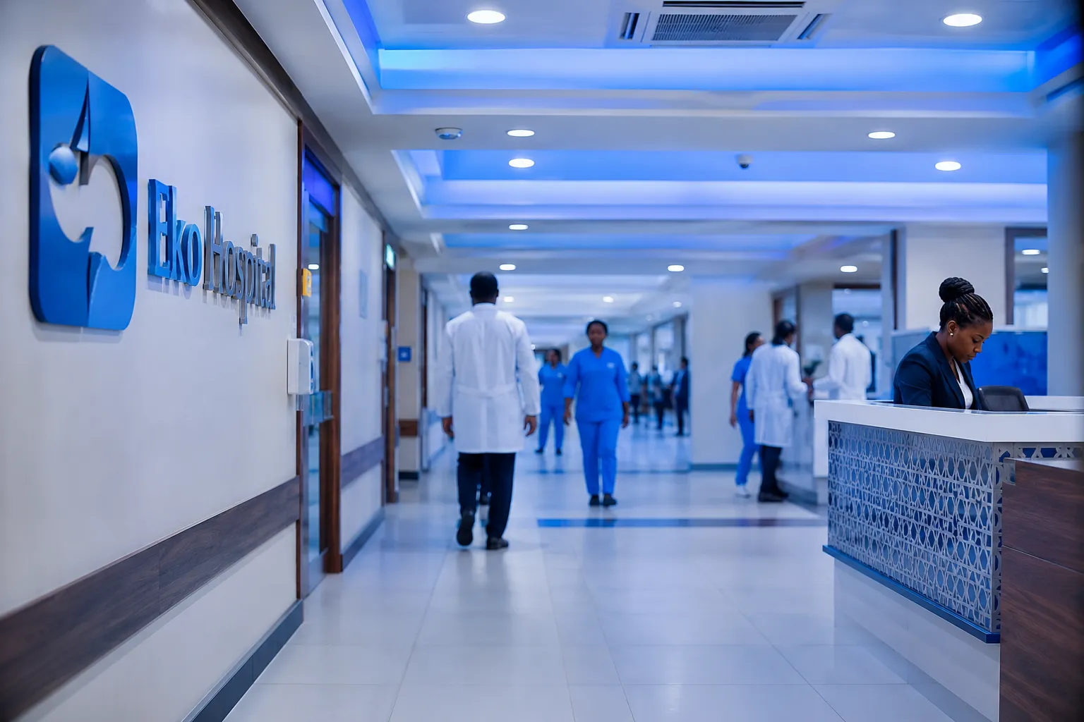 Modern Nigerian hospital corridor
